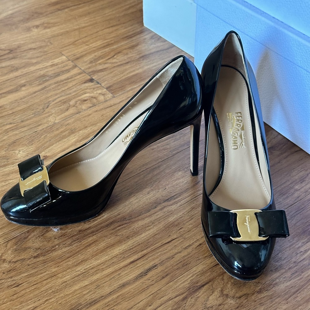 Salvatore Ferragamo Osimo Patent Leather High-Heel Platform Pumps